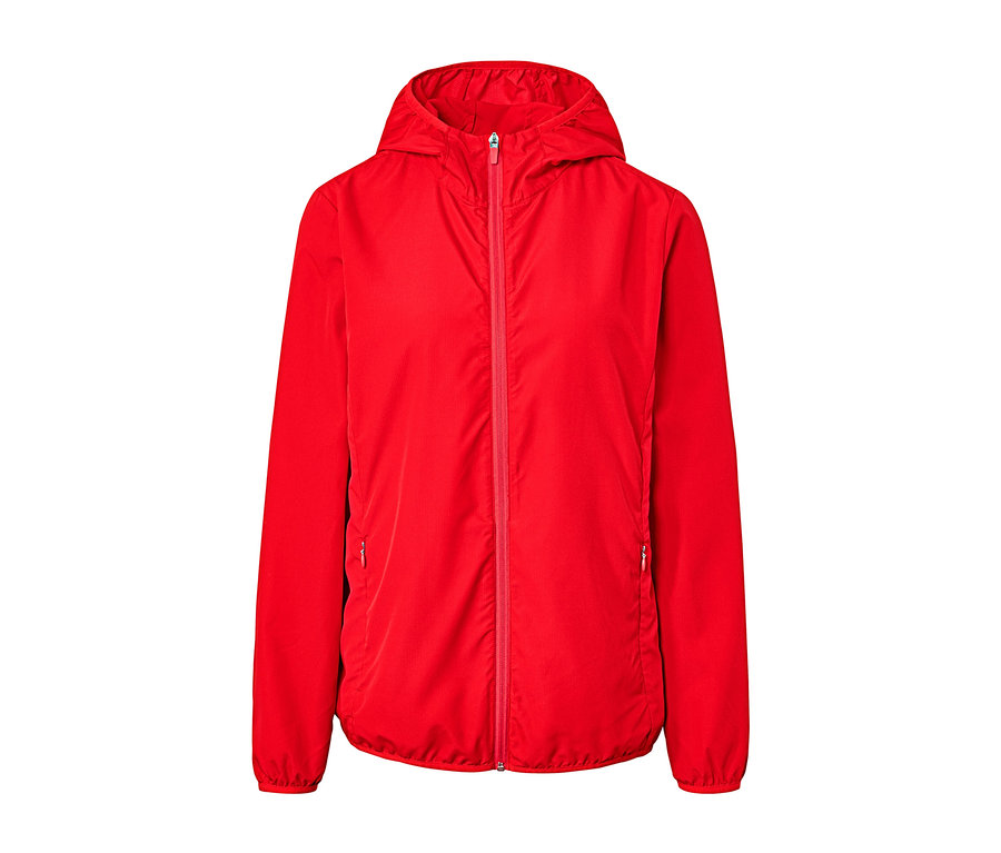 Rotorange, leichte Funktionsjacke »pack me« mit Reißverschluss und Kapuze.