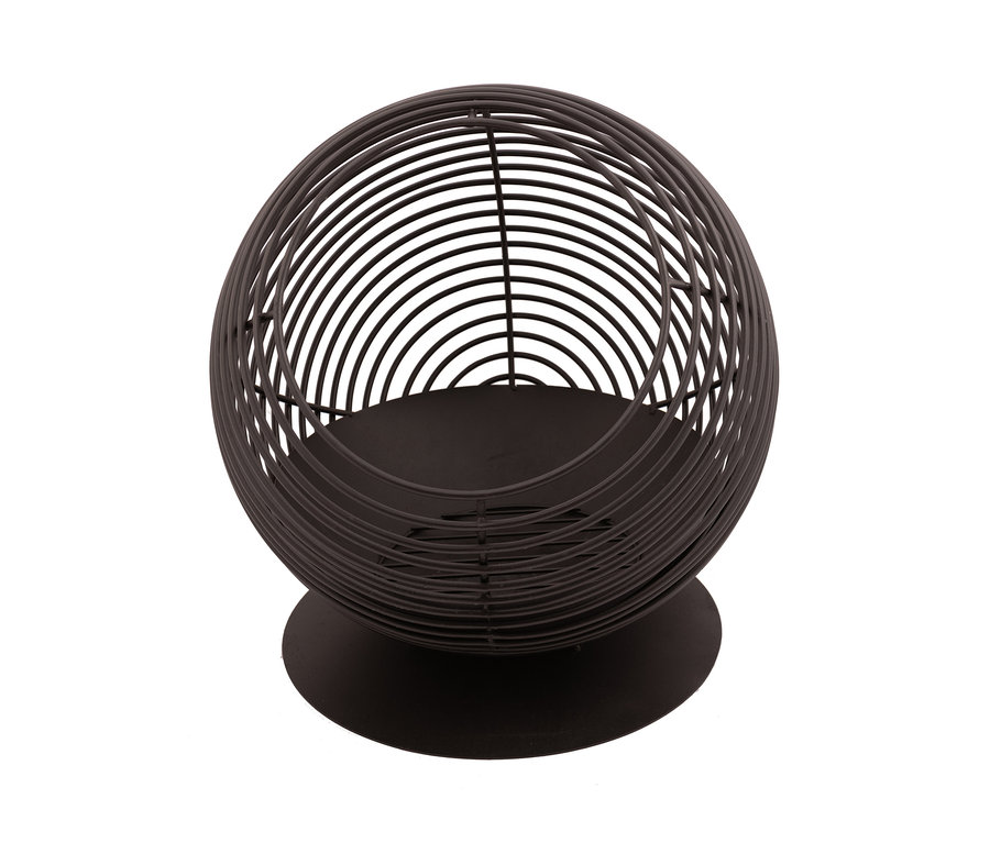 Design-Feuerkorb »Atlas« in Schwarz vor weißem Hintergrund.