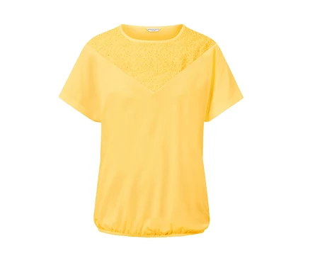 Gelbes Blusenshirt mit Stickerei.