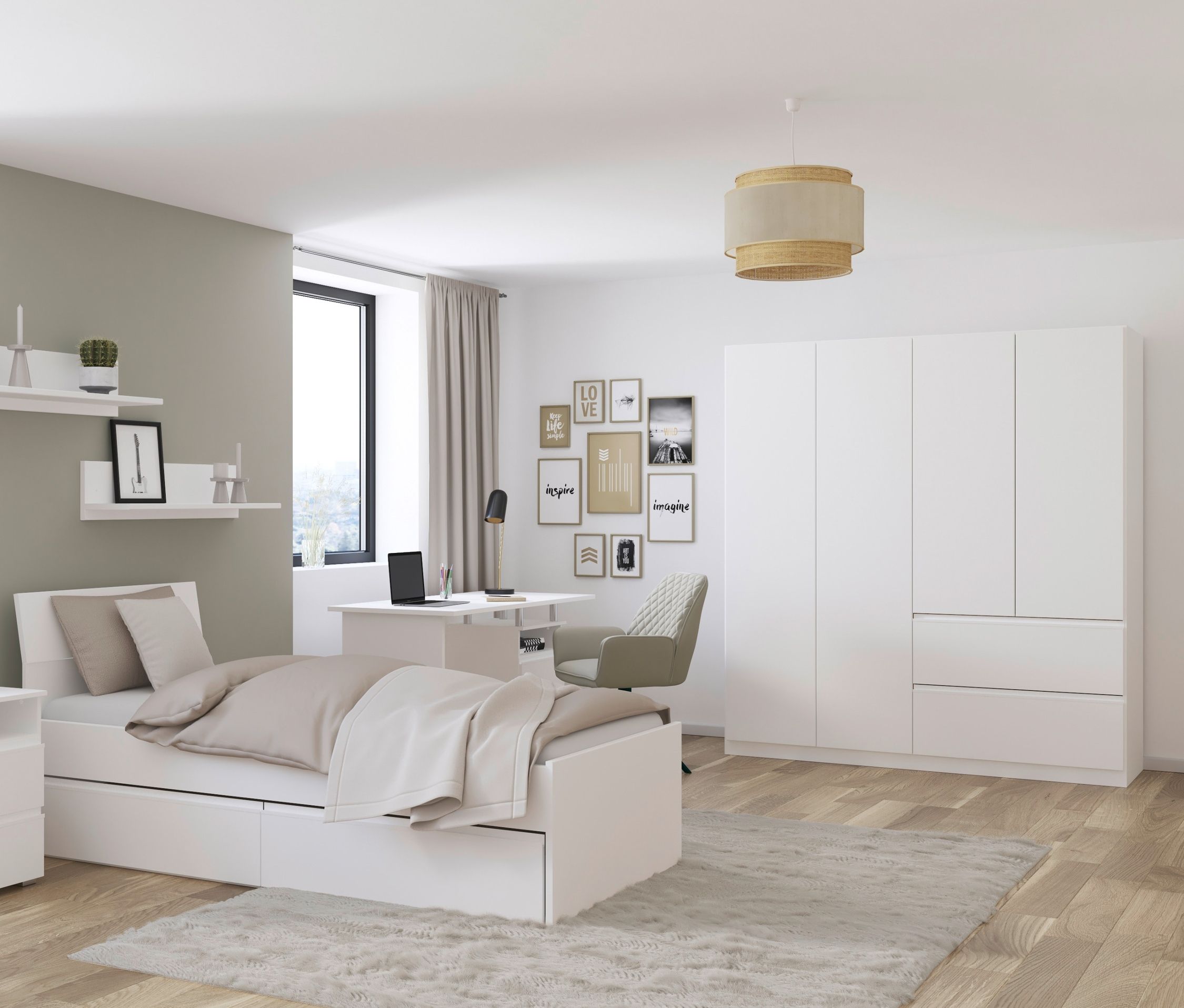 Thumbnail - rauch Drehtürenschrank 4-türig »Joel« - 181x54x197cm - weiß - Holz