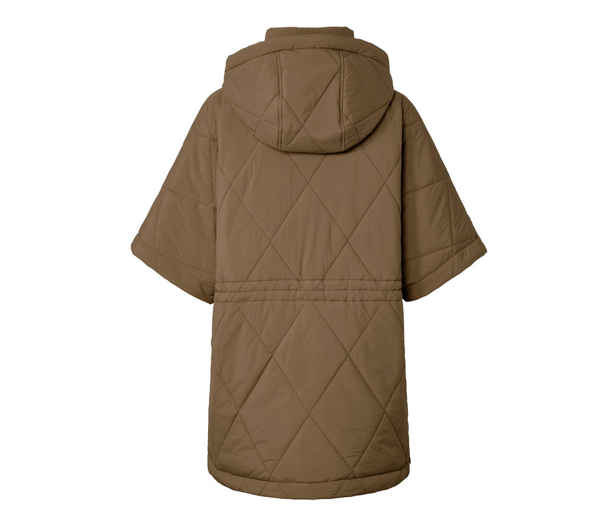 Brauner Kapuzen-Stepp-Poncho.