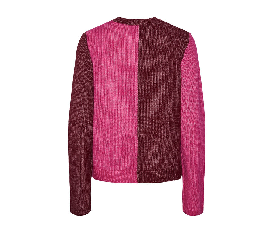 Zweifarbiger Grobstrick-Pullover.