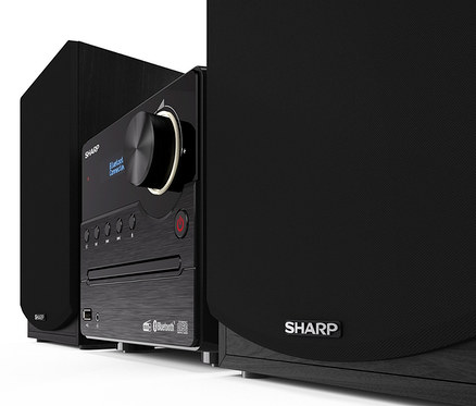 Schwarze SHARP Stereoanlage XL-B517D mit Lautsprechern.
