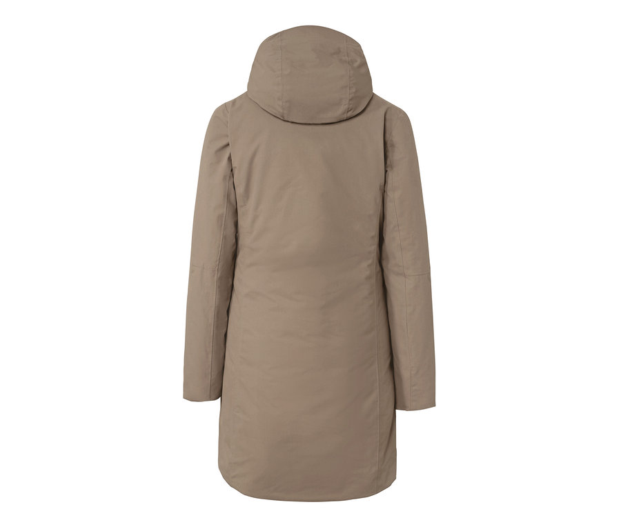 Da. Thermo-Mantel, beige von hinten.