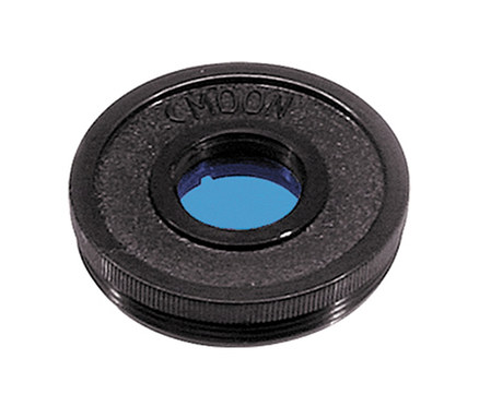 Nahaufnahme des blauen Mondfilters für Teleskope.