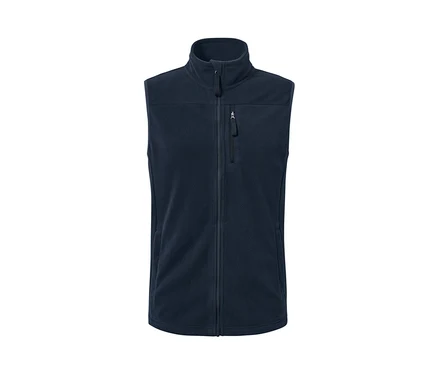 Dunkelblaue Fleece-Weste.