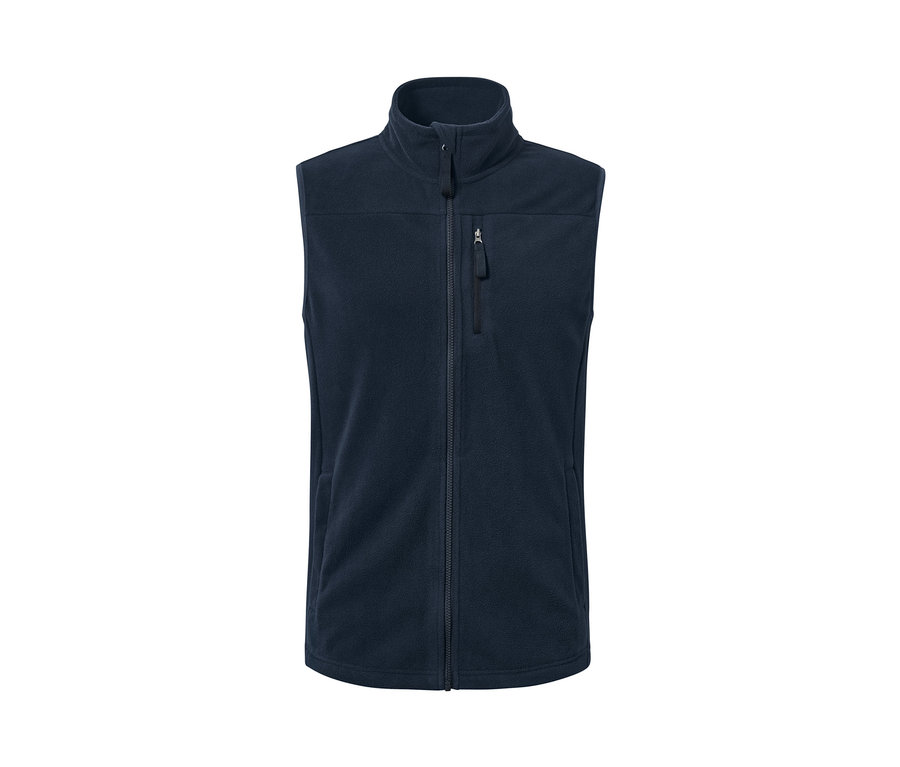 Dunkelblaue Fleece-Weste.