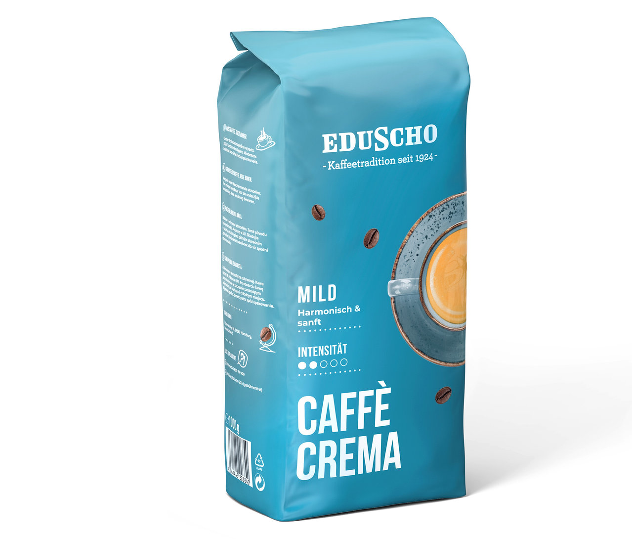 Eine Packung Eduscho Caffè Crema Mild.