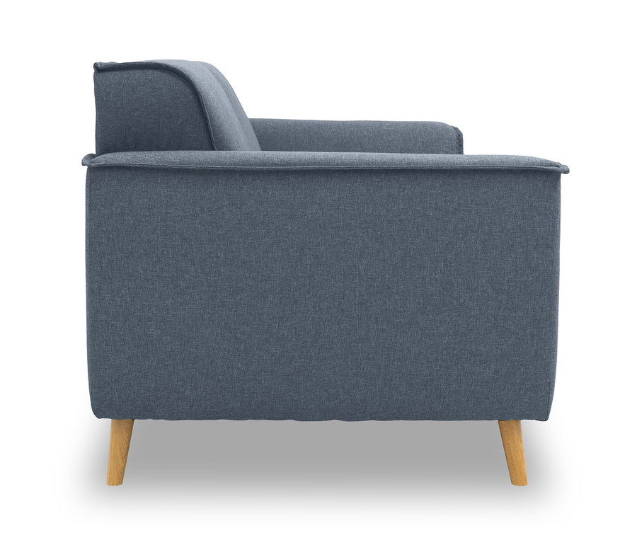 Seitenansicht des blauen 2-Sitzer Sofas "Jules".