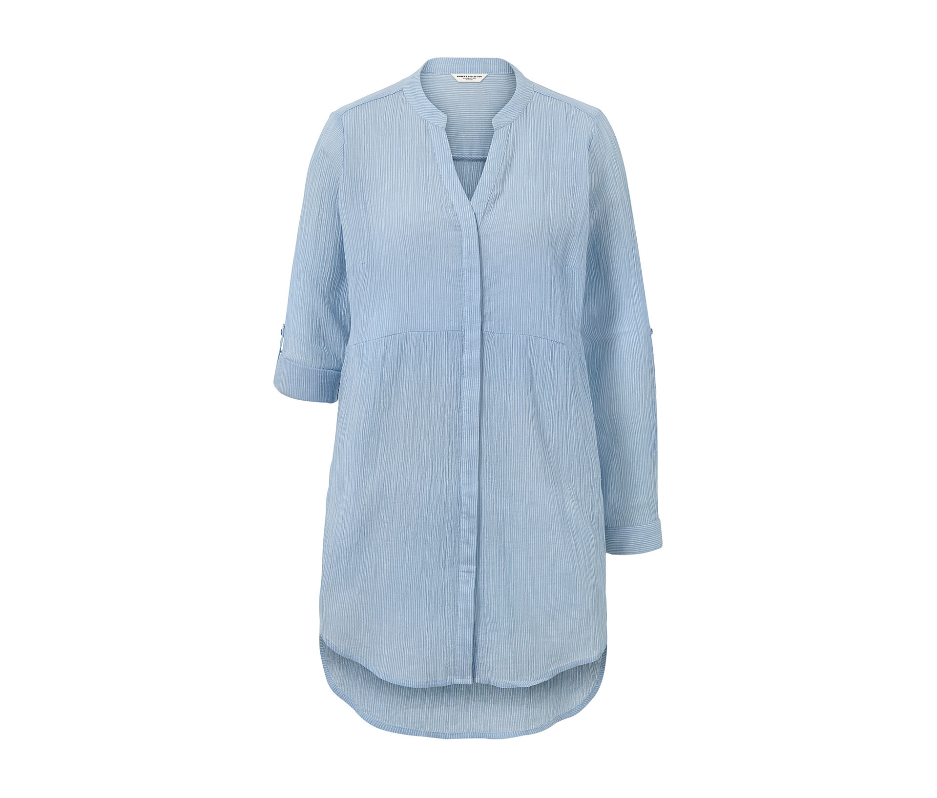 Gestreifte Longbluse - Damen - Gr. 40 - hellblau/gestreift - hellblau