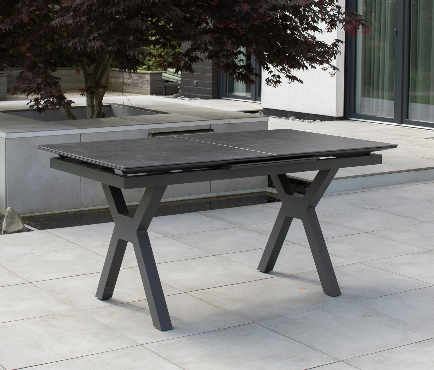 Thumbnail - deVries Ausziehtisch - 160x75x90cm - anthrazit - Aluminium / Edelstahl