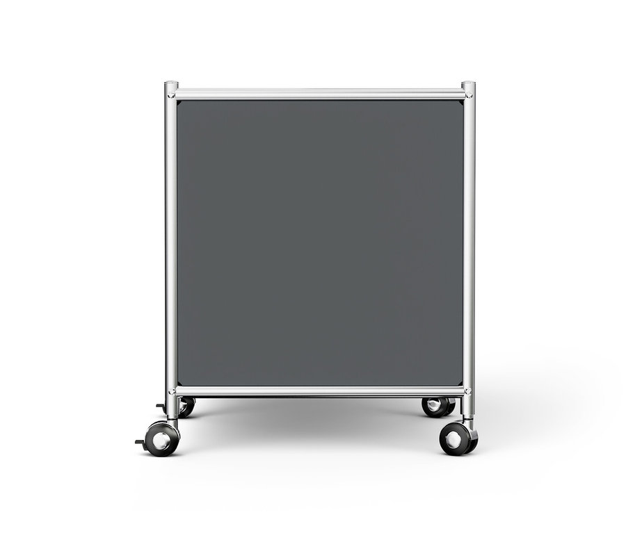 Grauer Beistelltisch Metall »CN3« mit Klappfach und Rollen.