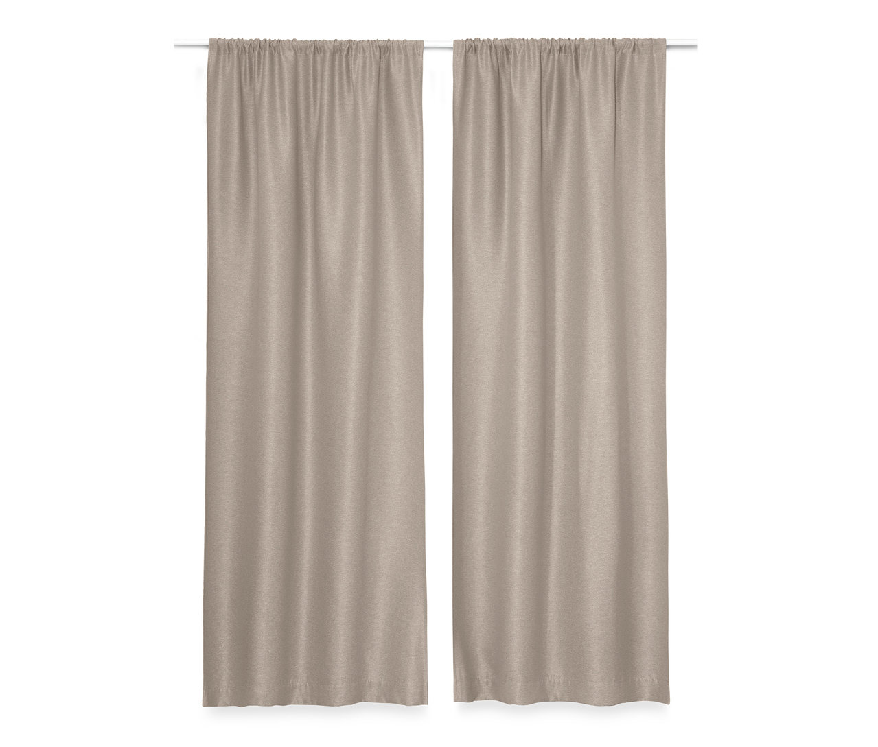 Zwei beige Verdunkelungs-Vorhangschals.