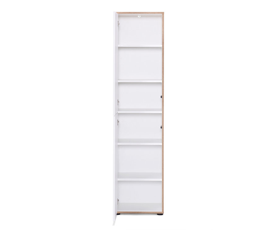 Offener, hoher Büroschrank mit Furnierkante.