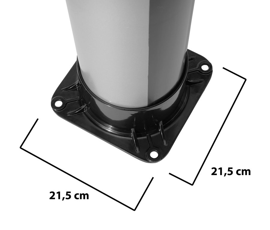 Basis der Solardusche mit den Abmessungen 21,5 cm.