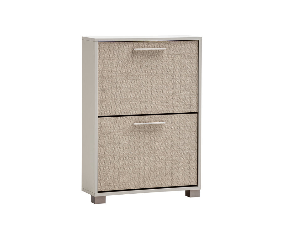 Cremebeiger Schuhschrank »Edno« mit Canasta-Dekor, 85,2 cm.