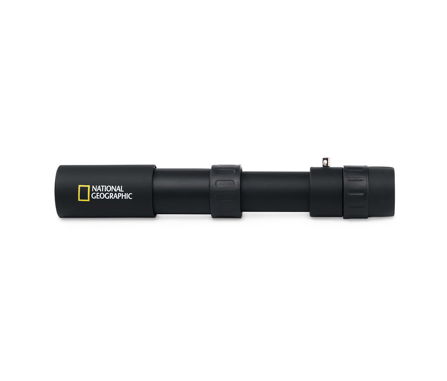 Schwarzes National Geographic Monokular »8-25x25« mit stufenlosem Zoom und Makrofunktion auf weißem Hintergrund.