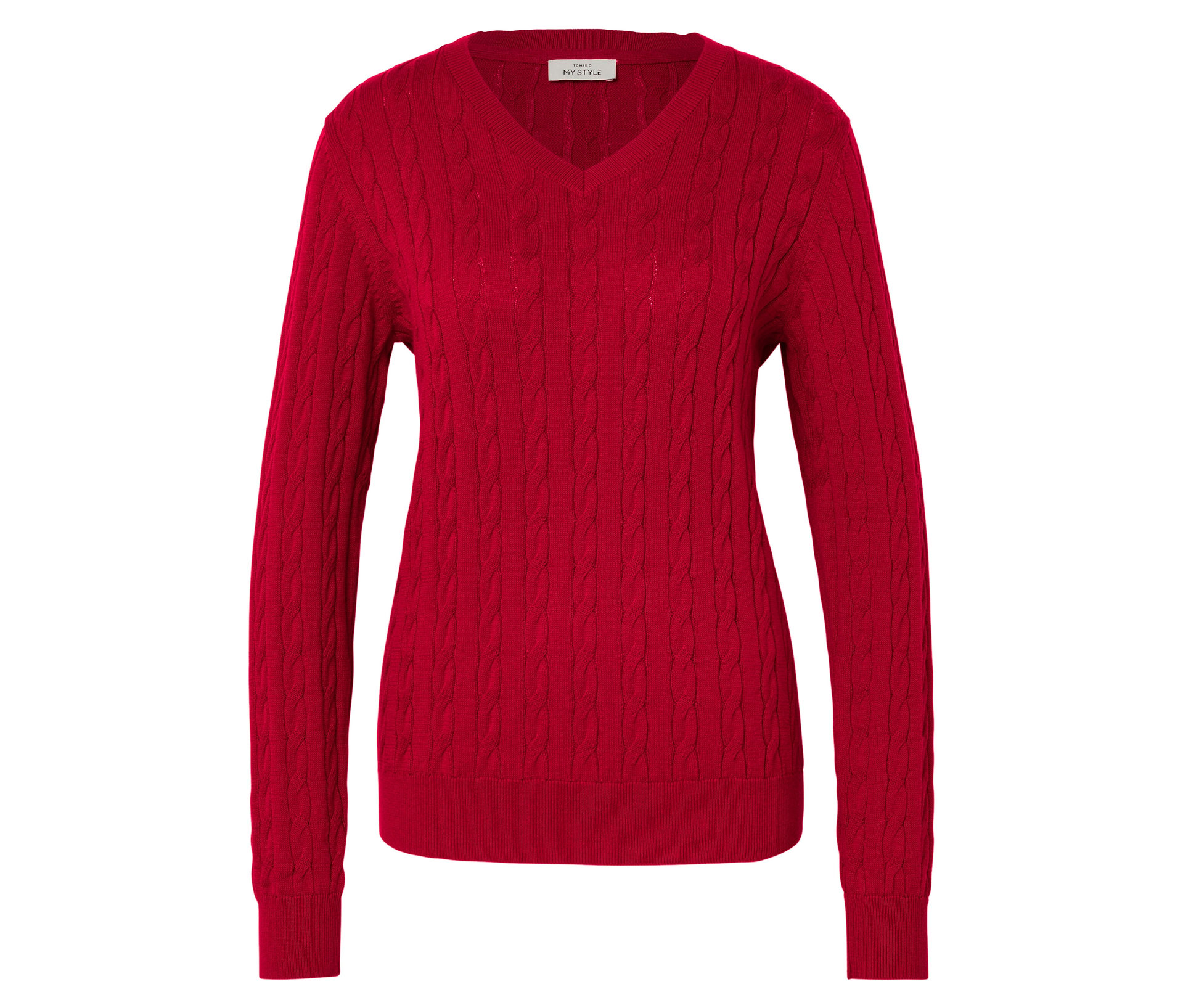 Zopfstrickpullover - Damen - Gr. S - rot - rot