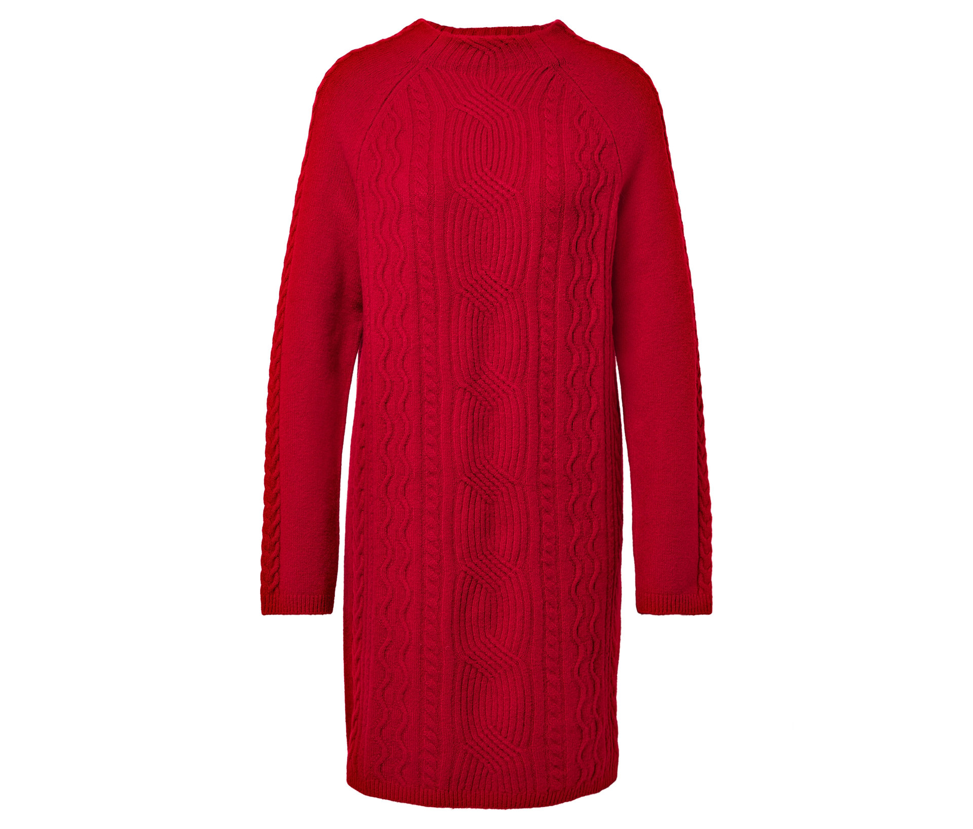 Strickkleid mit Zopfmuster - Damen - Gr. S - rot - rot