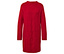 Rotes Strickkleid mit langen Ärmeln und Zopfmuster.