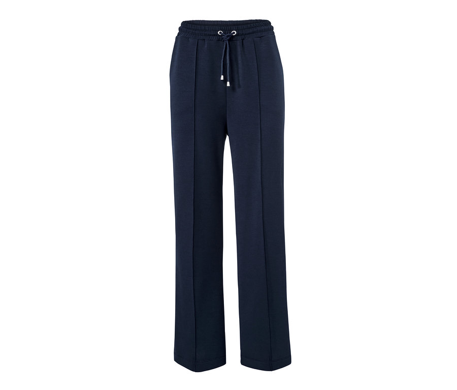 Eine dunkelblaue Joggpants mit Gummizug und Kordel.