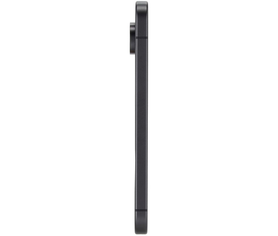 Seitenansicht eines Telefons. Zu sehen ist ein schwarzes Google Pixel 9 5G mit 128GB.