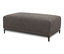 Graues DOMO Eck-Schlafsofa mit Hocker, linksbündig, mit schwarzen Füßen.