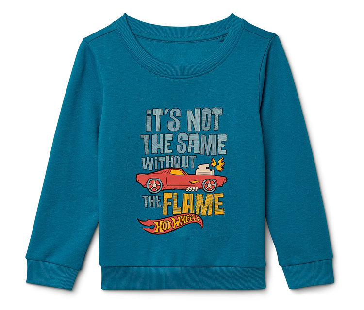 Blaues Kinder-Sweatshirt »Hot Wheels« mit Auto-Motiv.