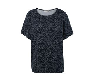 Dunkelblau mit cremeweißem Print