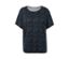 Überschnittenes Blusenshirt, dunkelblau - Dunkelblau mit cremeweißem Print