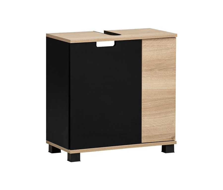 Waschbeckenunterschrank »Emmik«, schwarz/weißeiche.