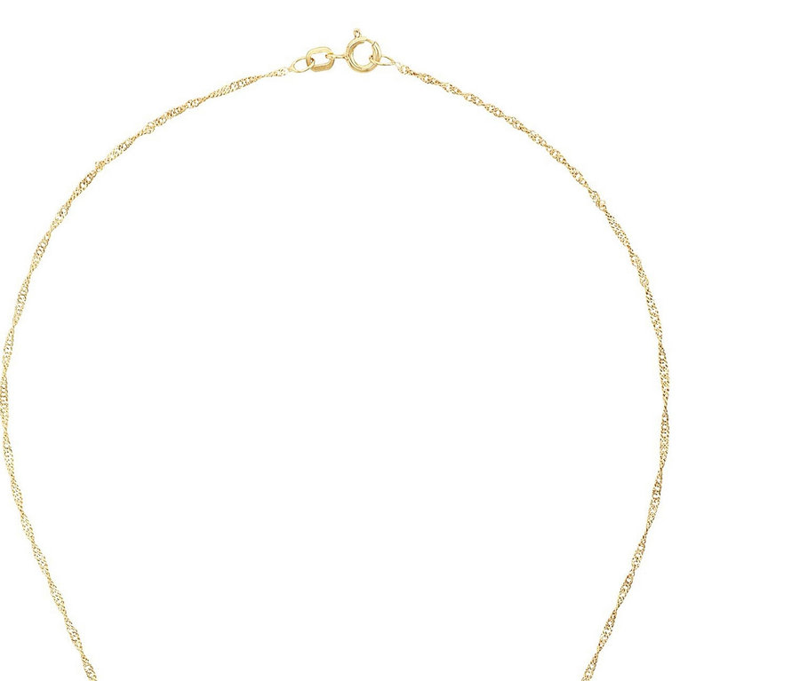 Nahaufnahme einer goldenen Halskette mit Herzanhänger von Amor.