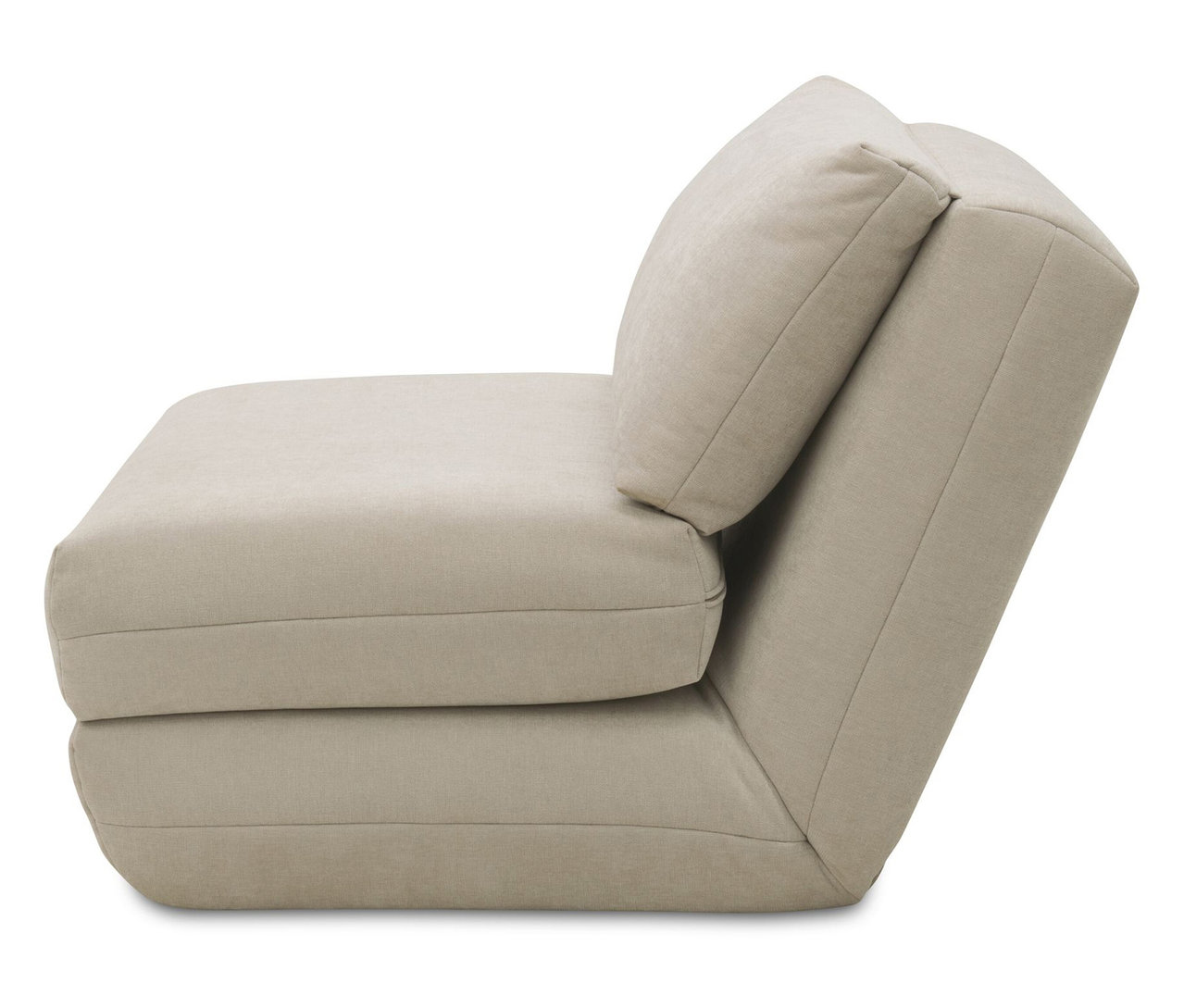 Beiger Sessel mit Rückenlehne und Sitzfläche.