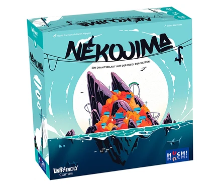 Verpackung des Spiels »Nekojima« mit Illustrationen einer Insel.