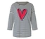 Gestreiftes Langarmshirt mit rotem Herzaufdruck.
