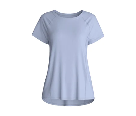 Hellblaues CALIDA DEEPSLEEPWEAR kühlendes Kurzarm-Shirt mit Raglanärmeln und sichtbaren Nähten.