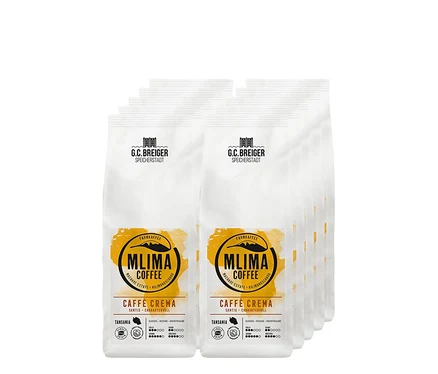 Packungen von G. C. Breiger - MLIMA Coffee - Caffè Crema - 10x 500 g Ganze Bohne.