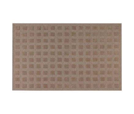 Braune rechteckige Matte mit einem Gittermuster aus erhabenen Quadraten.