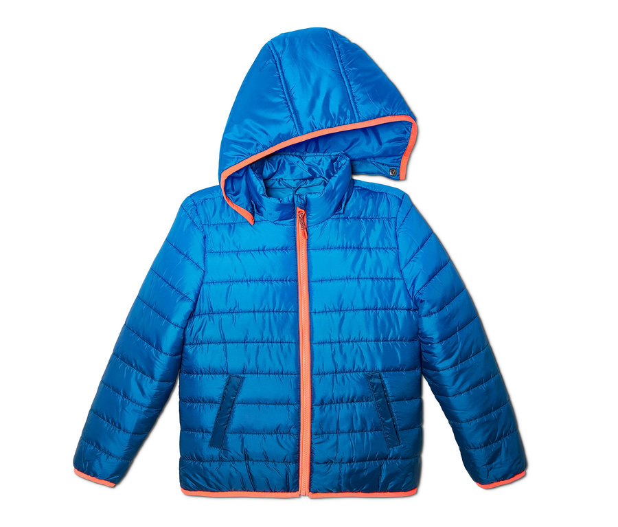 Blaue Steppjacke mit Farbverlauf.