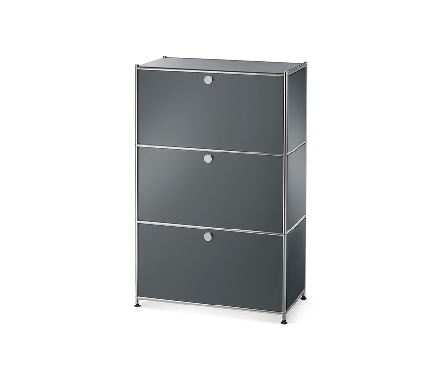 Graue Kommode mit drei Metall-Ergänzungsklappensets »CN3«.