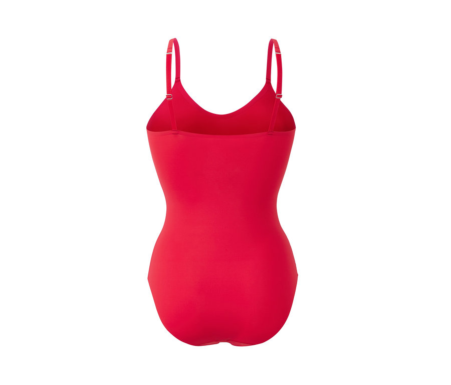 Roter Body mit dünnen Trägern.