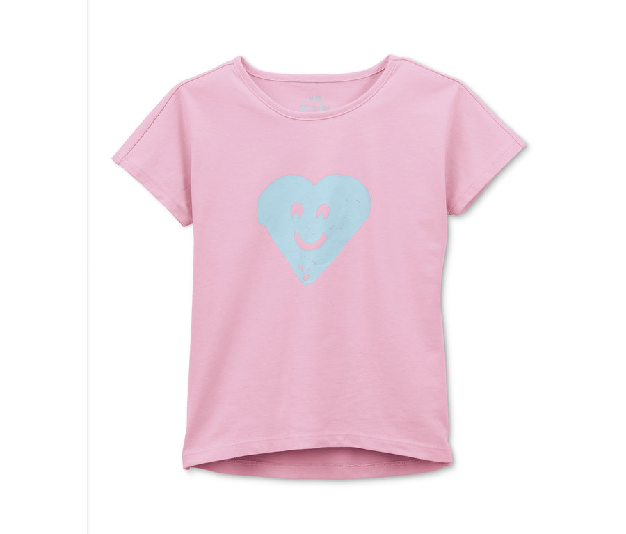 Rosa Shorty-Pyjama aus Bio-Baumwolle mit blauem Herz-Print.