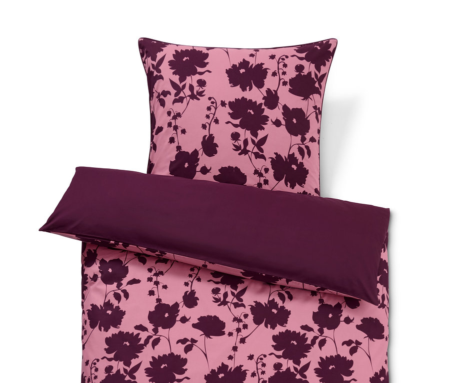 Bettwäsche mit Blumenmuster in Rosa und Lila. Enthält Premium-Baumwoll-Bettwäsche in Normalgröße, Übergröße und Doppelgröße.