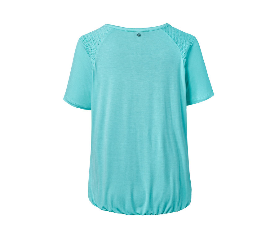 Blusenshirt in Aqua von hinten.
