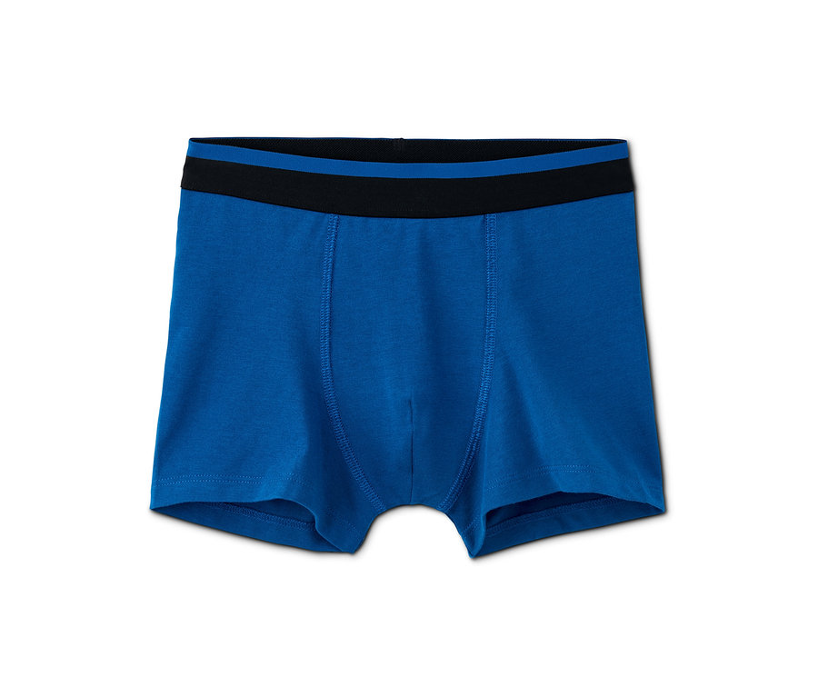 Eine einzelne blaue 5 Slipboxer mit schwarzem Bund liegt auf einem weißen Hintergrund.