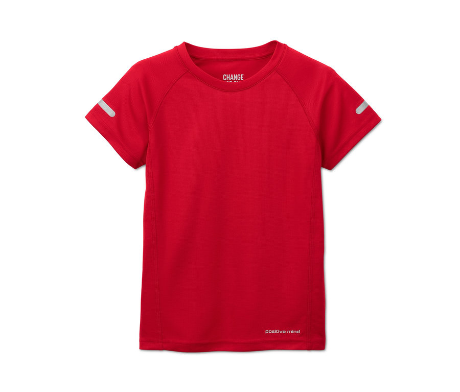 Rotes Funktionsshirt aus recyceltem Material, 1 Stk. aus dem 3er-Set.