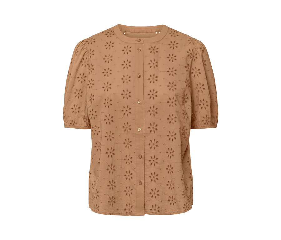 Bluse mit Lochstickerei.