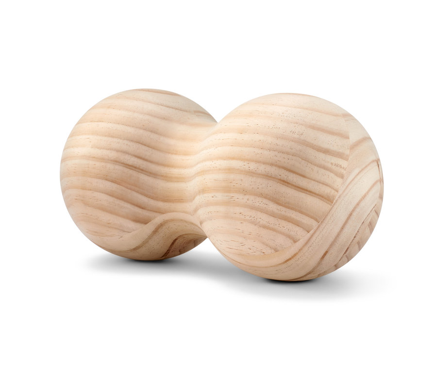 Nahaufnahme einer großen Holz-Faszienrolle.