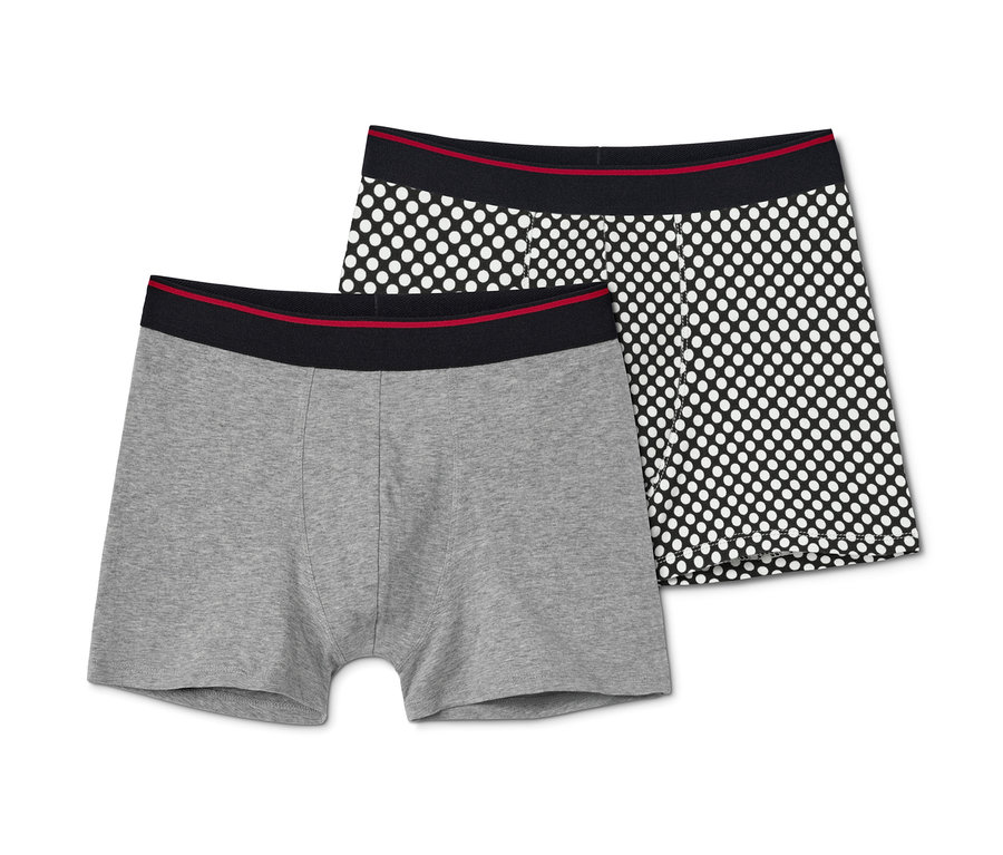 Zwei Slipboxer, einer grau, einer mit Alloverprint.