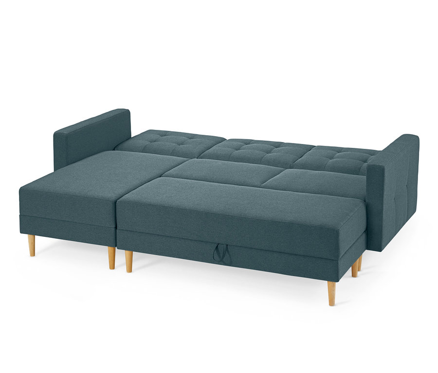 Blau-graues Federkern-Eckschlafsofa »Just Relax« mit Stauraumbank.